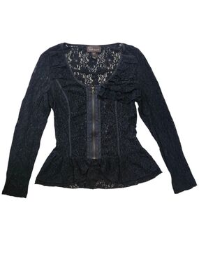 Anna Scott Black Lace Peplum Top